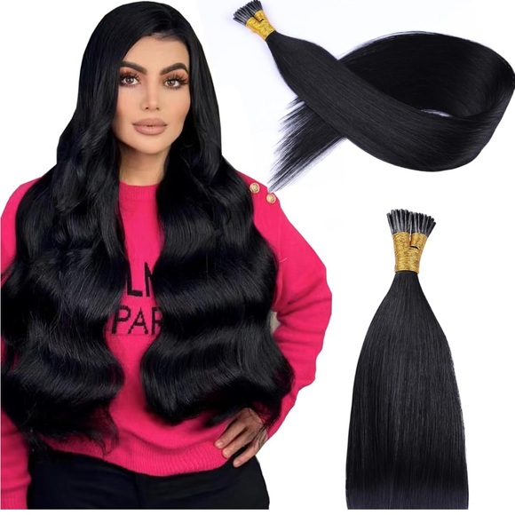 22” Virgin Remy I Tip Hair Extensions - Human Hair #1 Jet Black50G/Pack